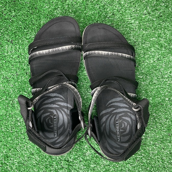 Merrell Womens Terran 3 Cush Cross J002704 Black Hook And Loop Sport Sandal Sz 7 - Picture 6 of 8